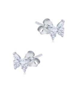 Butterfly Shaped CZ Silver Stud Earring STS-6473